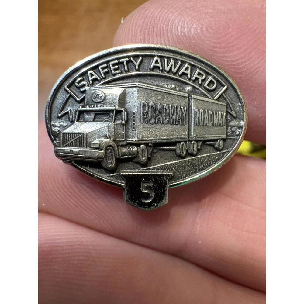 Roadway Transport 5 Years Safe Driver Safety Award Label Tie Pin Silver Color
